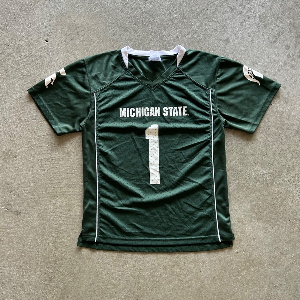 Michigan State Football Jersey Youth Medium Green NCAA Spartans College #1